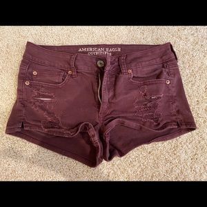 American Eagle Burgundy Jean Shorts